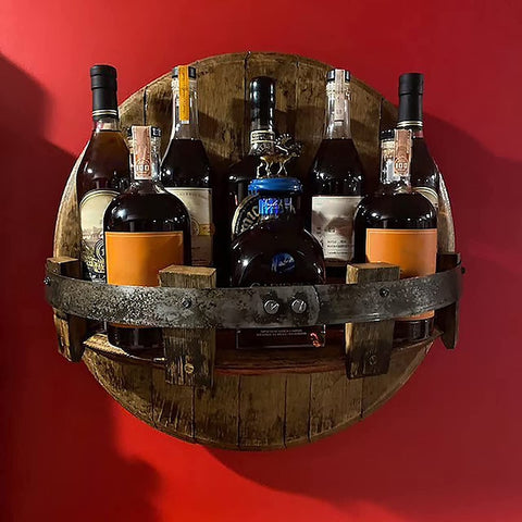 Wall Mounted Wood Wine Rack Inspired by Wine Barrels, Custom Gifts